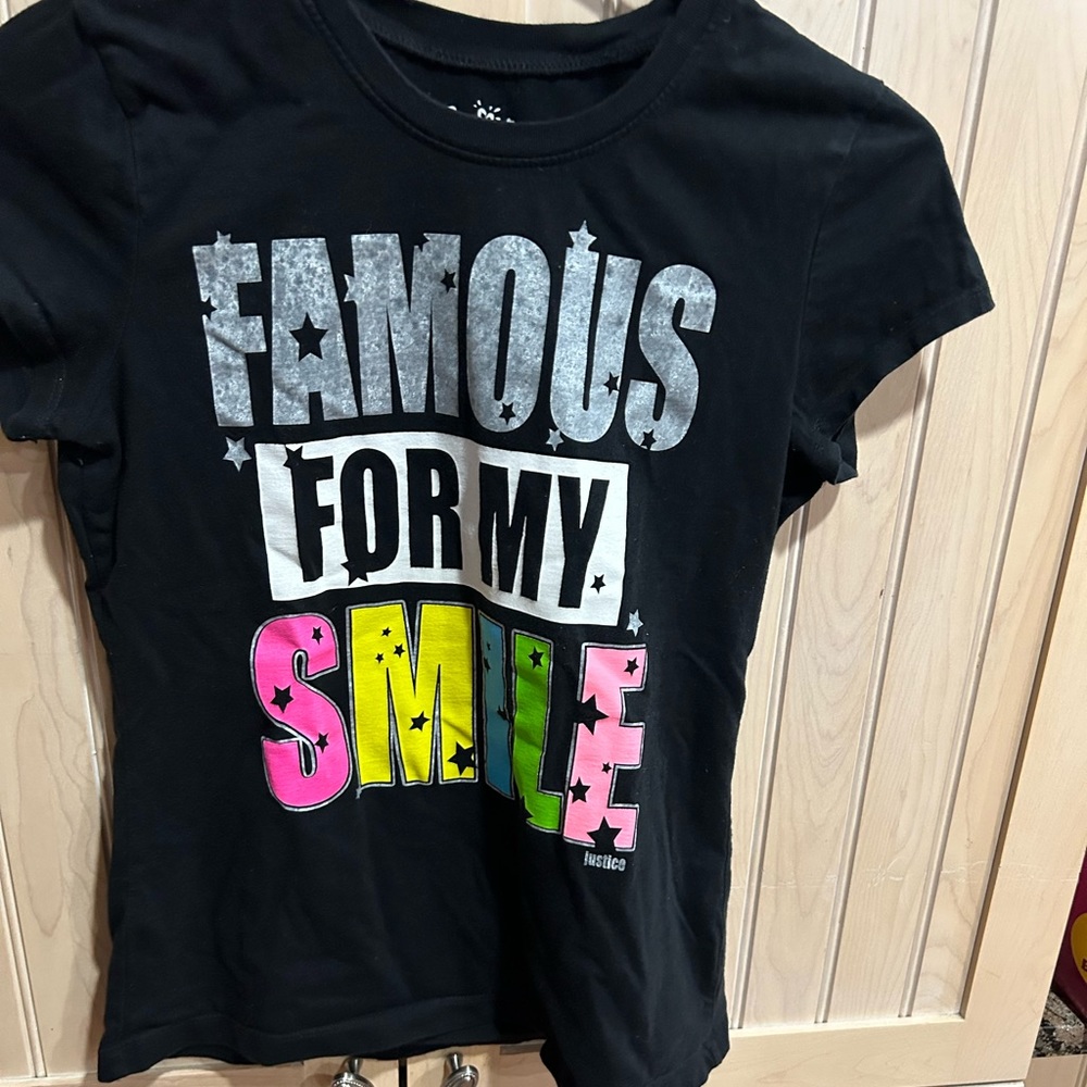 Justice “FAMOUS FOR MY SMILE” tee